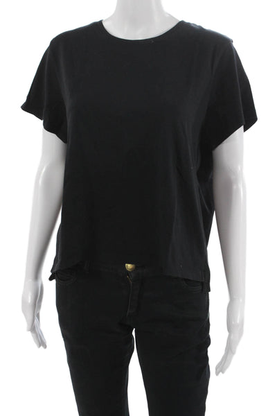 Bombas Women Basic Black Pima Cotton T-Shirt Short Sleeve Round Neck Size L