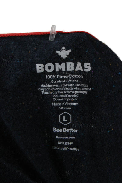 Bombas Womens Basic Pima Cotton Long Sleeve Crewneck T-Shirt Blue Size L
