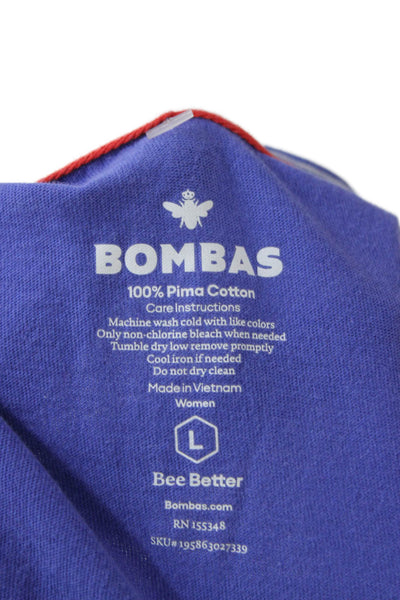 Bombas Women Purple V-Neck Basic T-Shirt Pima Cotton Short Sleeve Size L