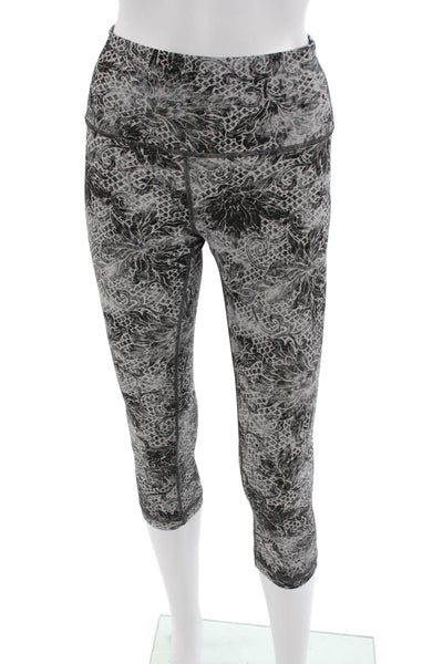 Lululemon Womens Black Floral Nylon Capri Leggings Size S