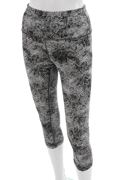 Lululemon Womens Black Floral Nylon Capri Leggings Size S