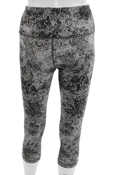 Lululemon Womens Black Floral Nylon Capri Leggings Size S