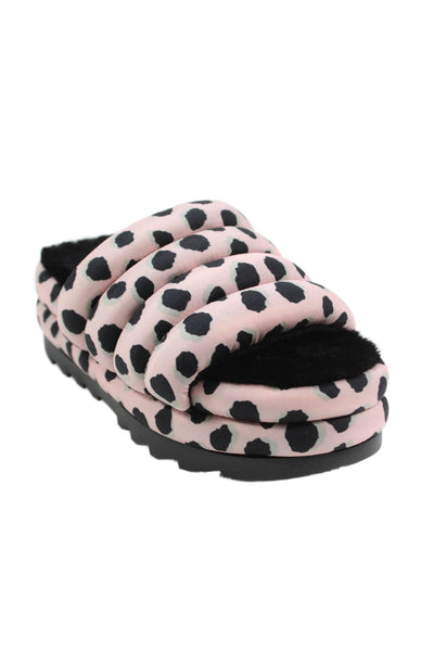 Ugg Womens Cheetah Print Colorway Maxi Slide Slipper Shoes Pink Black Size 8