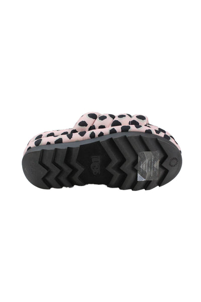 Ugg Womens Cheetah Print Colorway Maxi Slide Slipper Shoes Pink Black Size 8