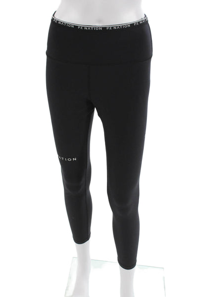 PE Nation Womens Ankle Leggings Black Recycled Polyester Solid Size L