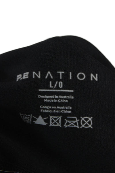 PE Nation Womens Ankle Leggings Black Recycled Polyester Solid Size L