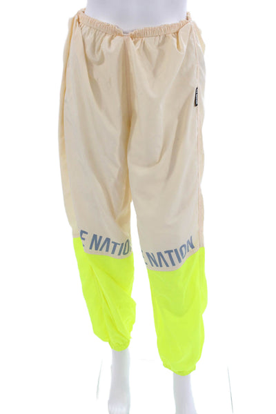 PE Nation Womens Beige Colorblock Jogger Pants Polyester Size M