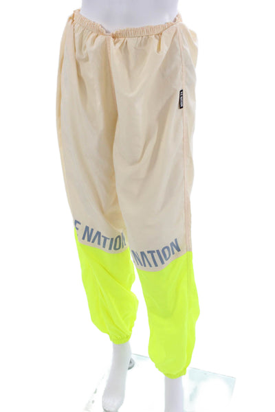 PE Nation Womens Beige Colorblock Jogger Pants Polyester Size M