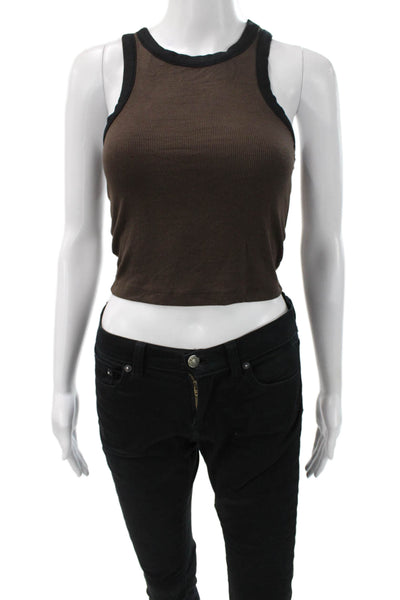 Splits 59 Women Cropped Tank Brown Modal Sleeveless Round Neck Size S