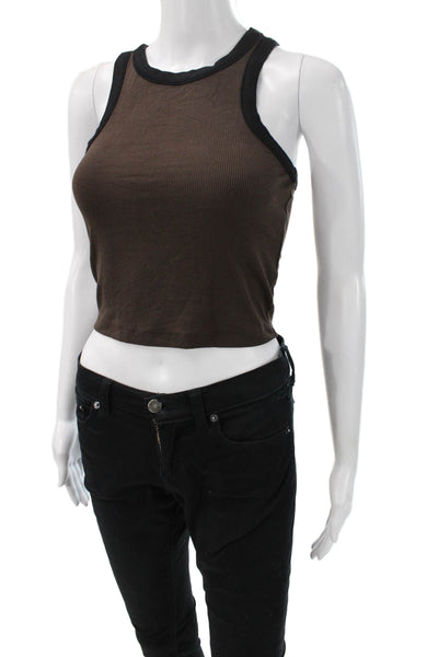 Splits 59 Women Cropped Tank Brown Modal Sleeveless Round Neck Size S