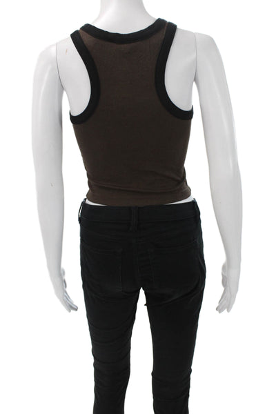 Splits 59 Women Cropped Tank Brown Modal Sleeveless Round Neck Size S