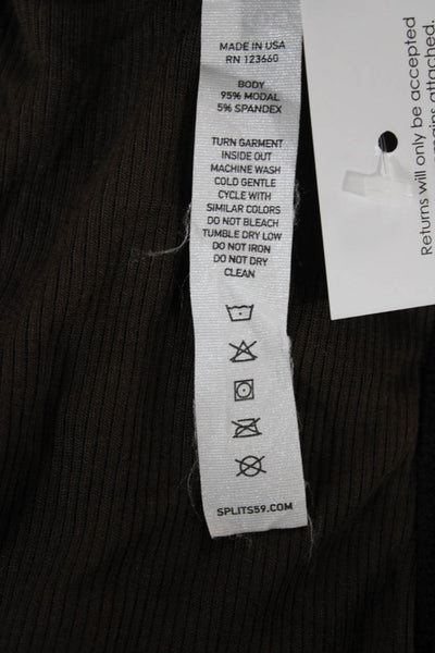 Splits 59 Women Cropped Tank Brown Modal Sleeveless Round Neck Size S