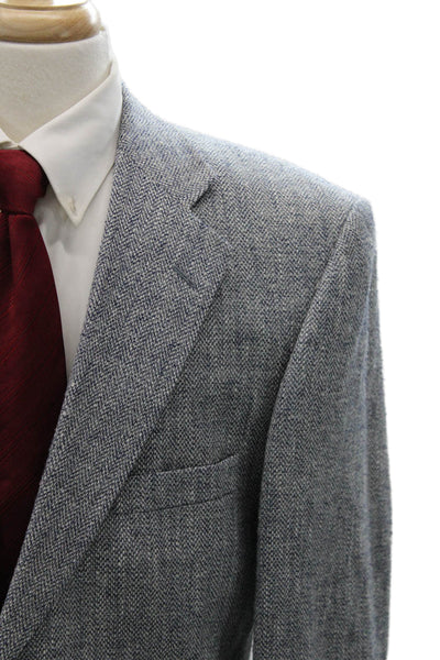 Stafford Mens Blazer Gray Silk Herringbone Button Closure Size 42