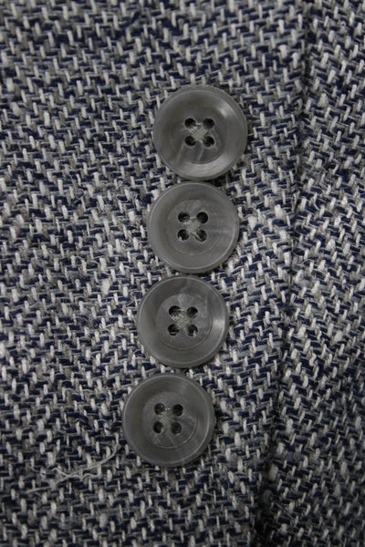 Stafford Mens Blazer Gray Silk Herringbone Button Closure Size 42