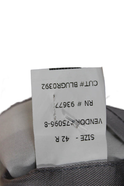 Stafford Mens Blazer Gray Silk Herringbone Button Closure Size 42