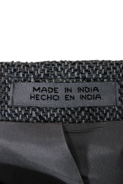 Stafford Mens Blazer Gray Silk Herringbone Button Closure Size 42