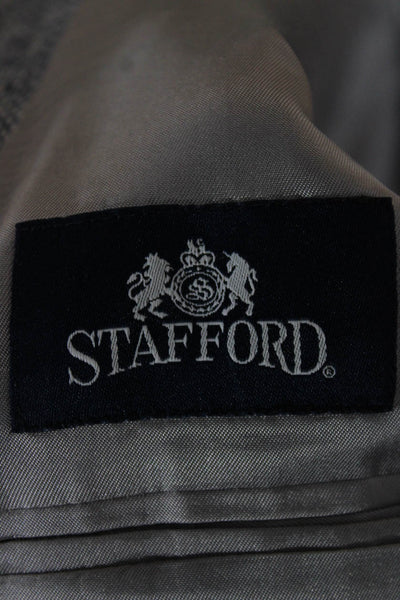 Stafford Mens Blazer Gray Silk Herringbone Button Closure Size 42