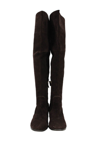 Franco Womens Suede Over The Knee Tripod Boots Brown Size 9.5 Medium