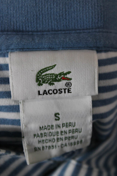 Lacoste Mens Blue Striped Cotton Polo Shirt Short Sleeve Collared Size S