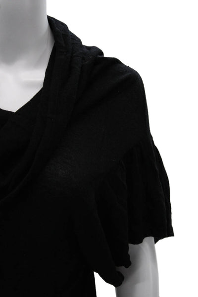 BCBG Max Azria Women Black Cowl Neck Short Sleeve Tunic Size S