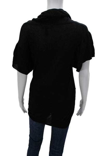 BCBG Max Azria Women Black Cowl Neck Short Sleeve Tunic Size S