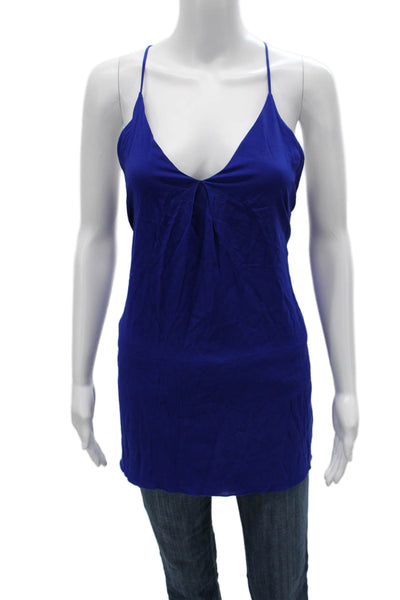 Alice + Olivia Women Silk V-Neck Sleeveless Tunic Blue Size M