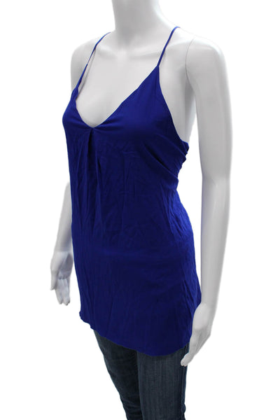 Alice + Olivia Women Silk V-Neck Sleeveless Tunic Blue Size M