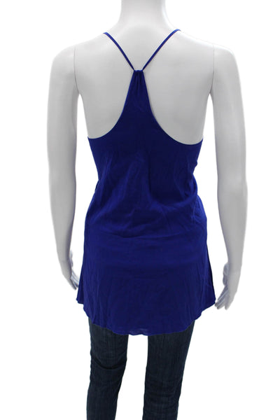 Alice + Olivia Women Silk V-Neck Sleeveless Tunic Blue Size M
