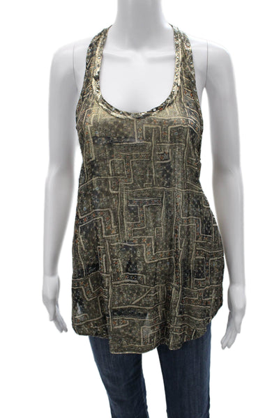 Isabel Marant For H+M Women Silk Geometric Tunic Sleeveless Size 12