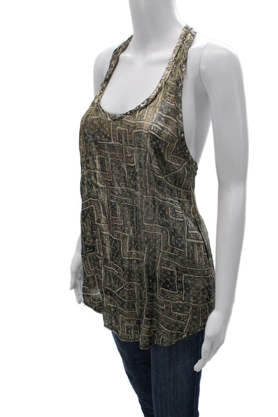 Isabel Marant For H+M Women Silk Geometric Tunic Sleeveless Size 12