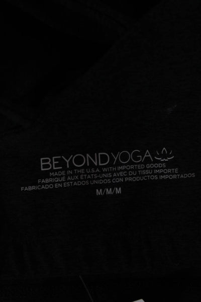 Beyond Yoga Women Cropped Long Sleeve T-Shirt Black Polyester Size M