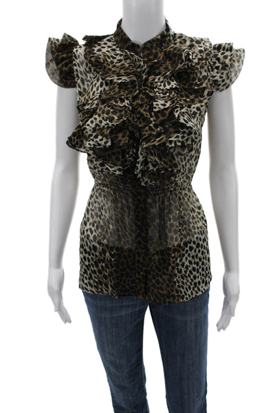 Romeo + Juliet Couture Women Animal Print Tunic Blouse Multicolor Size M
