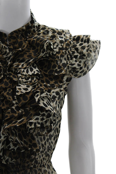 Romeo + Juliet Couture Women Animal Print Tunic Blouse Multicolor Size M