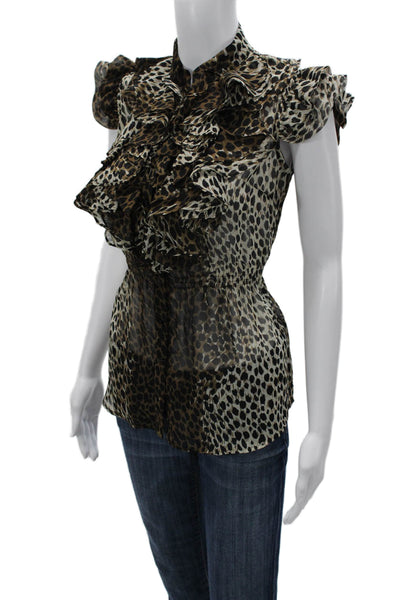 Romeo + Juliet Couture Women Animal Print Tunic Blouse Multicolor Size M