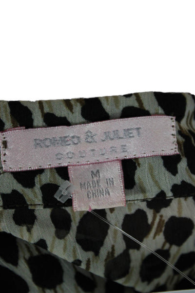 Romeo + Juliet Couture Women Animal Print Tunic Blouse Multicolor Size M