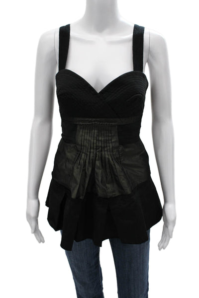 BCBG Max Azria Women Sweetheart Neck Sleeveless Blouse Black Zip Size 6