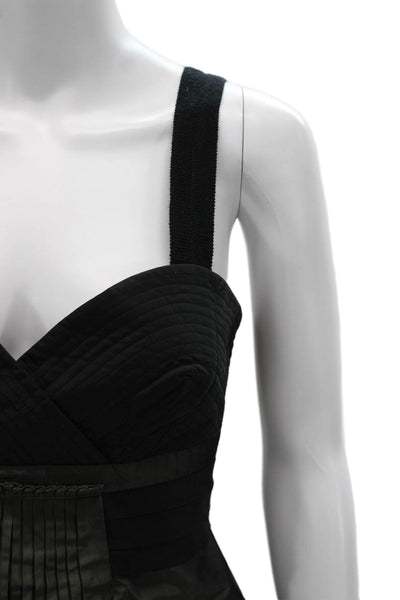 BCBG Max Azria Women Sweetheart Neck Sleeveless Blouse Black Zip Size 6