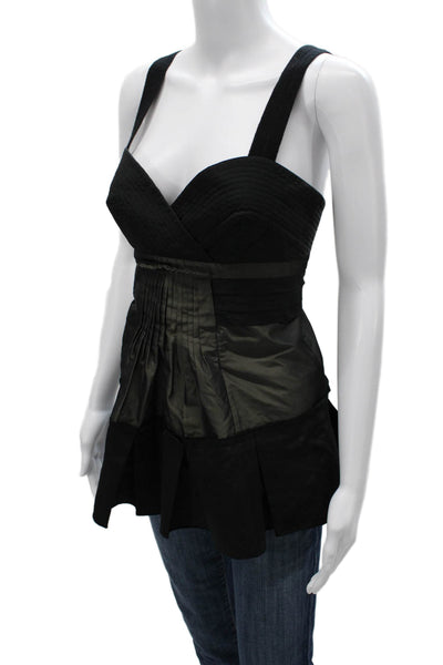 BCBG Max Azria Women Sweetheart Neck Sleeveless Blouse Black Zip Size 6