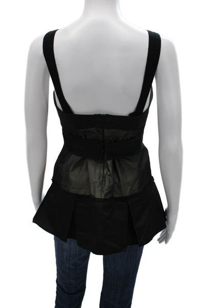 BCBG Max Azria Women Sweetheart Neck Sleeveless Blouse Black Zip Size 6