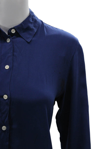 Everlane Womens Silk Collared Button Up Blouse Long Sleeve Blue Size 4