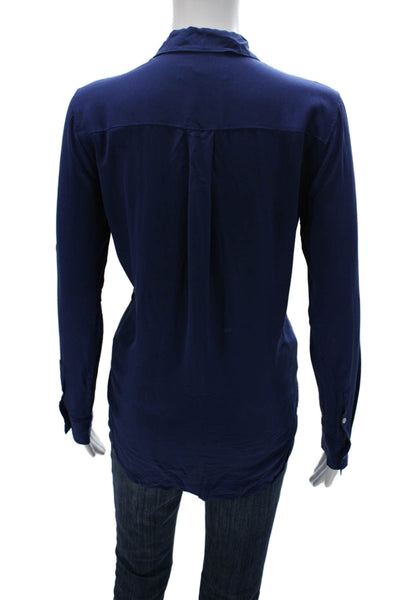 Everlane Womens Silk Collared Button Up Blouse Long Sleeve Blue Size 4