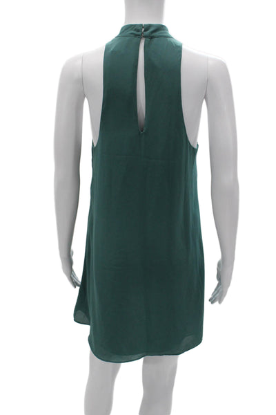 Olivaceous Womens Green Halter Shift Dress Sleeveless Short Button Size S