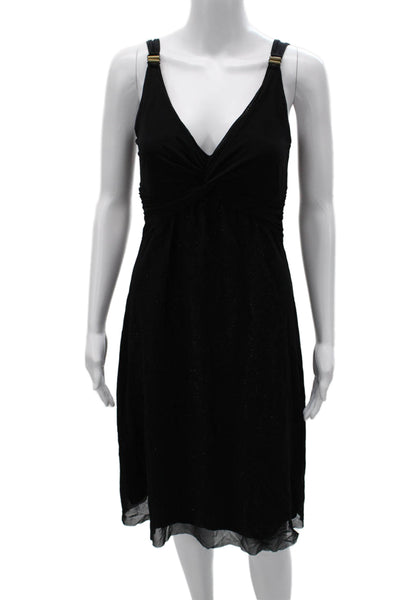 Vivienne Tam Womens A-Line Black V-Neck Sleeveless Long Nylon Dress Size S