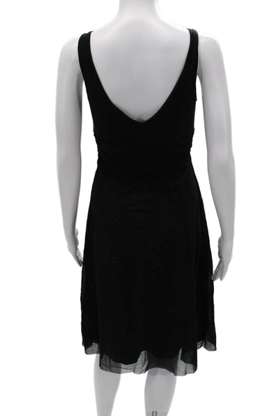Vivienne Tam Womens A-Line Black V-Neck Sleeveless Long Nylon Dress Size S