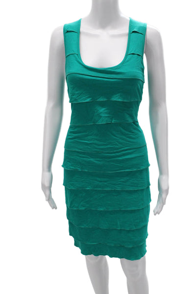 Calvin Klein Womens Bodycon Dress Green Scoop Neck Sleeveless Short Size S