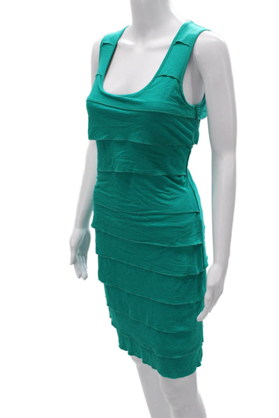Calvin Klein Womens Bodycon Dress Green Scoop Neck Sleeveless Short Size S