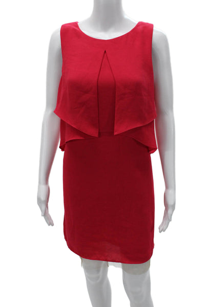 BCBG Max Azria Women Shift Dress Red Sleeveless Polyester Short Size S