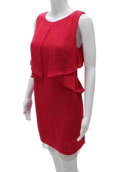 BCBG Max Azria Women Shift Dress Red Sleeveless Polyester Short Size S