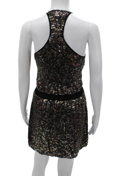 Parker Womens Sheath Halter Silk Sleeveless Black Short Dress Size M