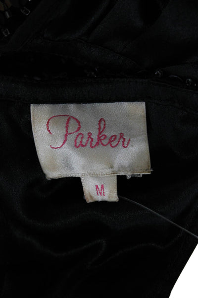 Parker Womens Sheath Halter Silk Sleeveless Black Short Dress Size M